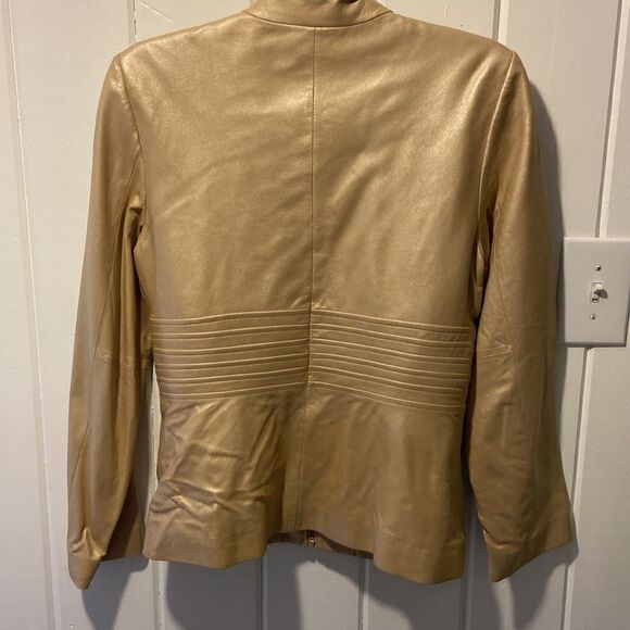 Soft leather jacket, gold with zipper - Picture 5 of 11